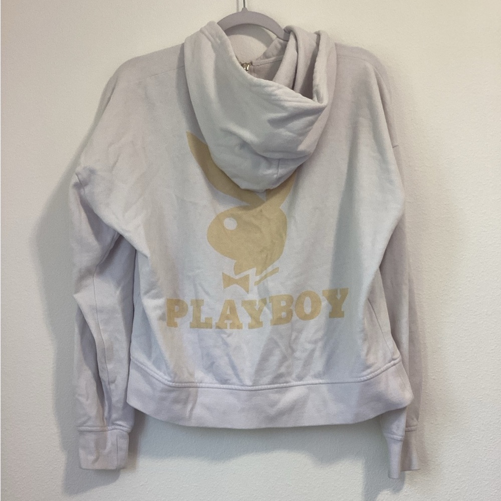 PLAYBOY White Hoodie with Yellow Playboy